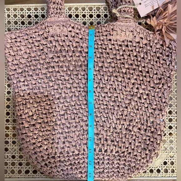 EXPRESSIONS NYC Paper Straw Tote Bag Woven Purse Pink New With Tags Handbag - Picture 10 of 11